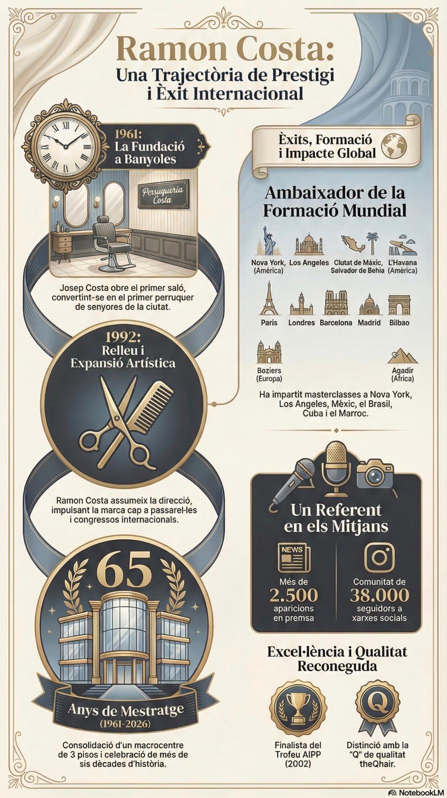 Perruquer Ramón Costa, història d'èxit i reconeixements.