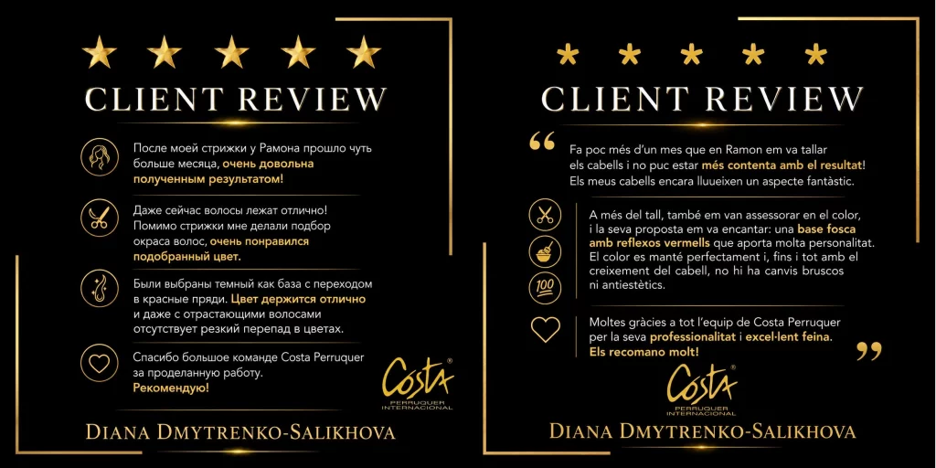Ressenya de client amb cinc estrelles per perruqueria